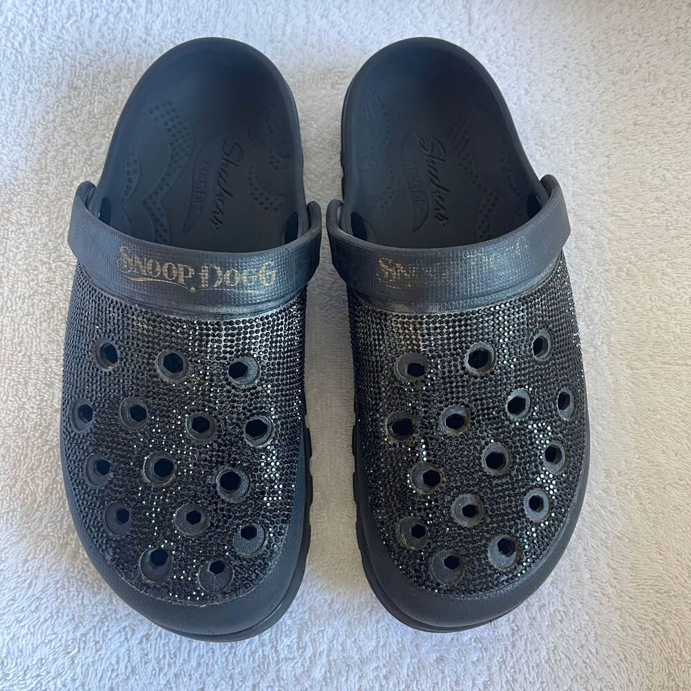 Snoop Dogg x Skechers Arch Fit Clogs Size 7.5 Black Rhinestone Bling Slip On - Picture 2 of 11